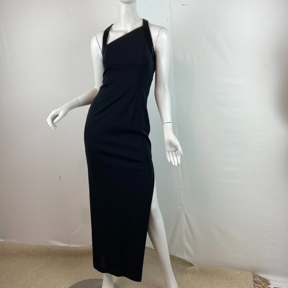 Beaded/Slit Black Formal Maxi - Size 2